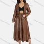 Wholesale Women's Casual Plain Leather Jacket & Midi Skirt 2-Piece Set 9171-1# preview