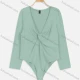 Wholesale Women's Long Sleeve Plunge Neck Twist Plain Bodysuit 20# Clothing Wholesale Market Liuhua