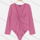 Wholesale Women's Long Sleeve Plunge Neck Twist Plain Bodysuit 31# Guangzhou Clothing Wholesale Market & Suppliers -LIUHUAMALL