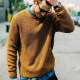 Men's Casual Plain Round Neck Long Sleeve Knit Pullover Sweater Khaki Clothing Wholesale Market -LIUHUA