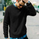 Men's Casual Plain Round Neck Long Sleeve Knit Pullover Sweater Black Clothing Wholesale Market -LIUHUA
