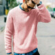 Men's Casual Plain Round Neck Long Sleeve Knit Pullover Sweater Pink Clothing Wholesale Market -LIUHUA
