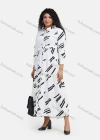 Wholesale Women's Abstract Print Button Down Flared Hem Maxi Casual Shirt Dress With Belt - Liuhuamall