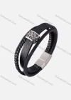 Wholesale Genuine Leather Stainless Steel Woven Bracelet SP0446# - Liuhuamall