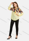 Wholesale Woman's Casual Crew Neck Tie Front Long Sleeve Leaf Print Top - Liuhuamall