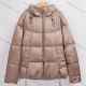 Wholesale Women's Casual Plain Rhinestone Long Sleeve Hooded Patch Pocket Drawstring Puffer Coat H6616# Champagne Clothing Wholesale Market Liuhua