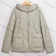 Wholesale Women's Casual Plain Long Sleeve Hooded Patch Pocket Reversible Button Down Quilted Jacket H0003# Camouflage Green Clothing Wholesale Market Liuhua