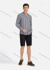 Wholesale Men's Casual Plaid Print Button Down Buckle Strap Cuff Mock Neck Long Sleeve Shirts 886# - Liuhuamall