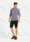Wholesale Men's Casual Plaid Print Button Down Buckle Strap Cuff Mock Neck Long Sleeve Shirts 886# - Liuhuamall