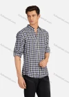Wholesale Men's Casual Plaid Print Button Down Buckle Strap Cuff Mock Neck Long Sleeve Shirts 886# - Liuhuamall