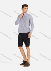Wholesale Men's Casual Striped Button Down Buckle Strap Cuff Mock Neck Long Sleeve Shirts 8843# - Liuhuamall