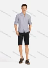 Wholesale Men's Casual Striped Button Down Buckle Strap Cuff Mock Neck Long Sleeve Shirts 8843# - Liuhuamall