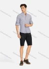 Wholesale Men's Casual Striped Button Down Buckle Strap Cuff Mock Neck Long Sleeve Shirts 8843# - Liuhuamall