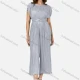 Wholesale Women's Casual Plain Pleated Open Back Lace Up Bateau Neck Lettuce Trim Wide Leg Jumpsuit K1468# 2# Guangzhou Clothing Wholesale Market & Suppliers -LIUHUAMALL