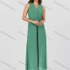 Wholesale Women's Casual Plain V Neck Button Down Sleeveless Top & Contrast Maxi Skirt 2 Piece Set V3765# 7# Clothing Wholesale Market Liuhua