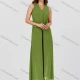 Wholesale Women's Casual Plain V Neck Button Down Sleeveless Top & Contrast Maxi Skirt 2 Piece Set V3765# 8# Clothing Wholesale Market Liuhua