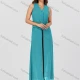 Wholesale Women's Casual Plain V Neck Button Down Sleeveless Top & Contrast Maxi Skirt 2 Piece Set V3765# 9# Clothing Wholesale Market Liuhua