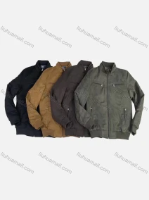 Wholesale Men's Suede Stand Collar Zip Pockets Plain Casual Bomber Jacket 5805#, LIUHUA CLOTHING WHOLESALE
