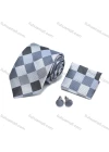 Wholesale Men's Business Plaid Contrast Ties & Pocket Square & Cufflinks Sets - Liuhuamall