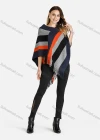 Wholesale Women's Casual Batwing Sleeve V-Neck Scarf Print Fringe Trim Poncho - Liuhuamall
