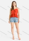 Wholesale Women's Casual Chiffon Spaghetti Strap Shirred Peplum Hem Cami Top - Liuhuamall