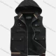 Wholesale Men's Casual Sleeveless Removable Hood Zipper Plain Vest Jacket Black Clothing Wholesale Market Liuhua