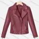 Wholesale Women's Casual Lapel Long Sleeve Zipper Plain Leather Crop Biker Jacket Red Clothing Wholesale Market Liuhua