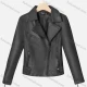 Wholesale Women's Casual Lapel Long Sleeve Zipper Plain Leather Crop Biker Jacket Black Clothing Wholesale Market Liuhua