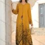 Wholesale Women's Casual Loose Long Sleeve Tassel Tether Branch Print Maxi Dress preview