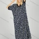 Wholesale Women's Milk Silk Ditsy Floral V Neck Lace Trim Bow Knot Lounge Short Sleeve Maxi Night Dress 1004# Black Clothing Wholesale Market Liuhua