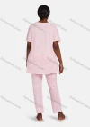 Wholesale Women's Casual Lounge Short Sleeve Leaf Heart Print Splicing Colorblock T-shirt & Pant Pajamas Sets - Liuhuamall