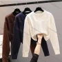 Wholesale Women's Casual Plain Crew Neck Long Sleeve Knit Top preview