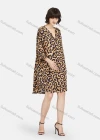 Wholesale Women's Casual Leopard Print V Neck 3/4 Sleeve Short Dress - Liuhuamall