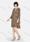 Wholesale Women's Casual Leopard Print V Neck 3/4 Sleeve Short Dress - Liuhuamall