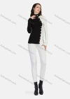 Wholesale Women's Mock Neck Button Decor Splicing Colorblock Long Sleeve Blouse - Liuhuamall