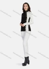 Wholesale Women's Mock Neck Button Decor Splicing Colorblock Long Sleeve Blouse - Liuhuamall