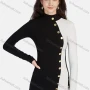 Wholesale Women's Mock Neck Button Decor Splicing Colorblock Long Sleeve Blouse preview