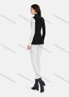 Wholesale Women's Mock Neck Button Decor Splicing Colorblock Long Sleeve Blouse - Liuhuamall