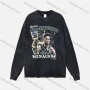 Wholesale Men's Fashion Drop Shoulder Distressed 100%Cotton Crew Neck Long Sleeve Graphic T-shirt 6015# preview