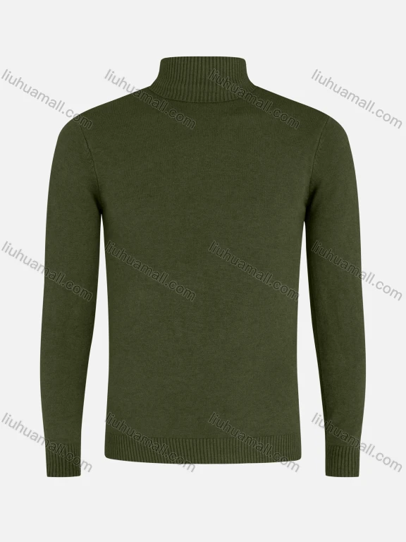 Wholesale Men's Casual Long Sleeve Knit High Neck Plain Sweater
