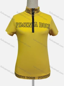 Wholesale Women's Casual High Neck Short Sleeve Letter Quarter Zip Top, LIUHUA CLOTHING WHOLESALE