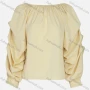 Wholesale Women's Casual Lantern Sleeve Elastic Neckline Plain Tops preview