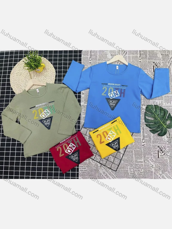 Wholesale Boy's Comfy Crew Neck Long Sleeve Letter Print T-Shirt