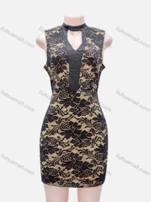 Wholesale Women's Guipure Lace Mock Neck Short Tank Dress, LIUHUA CLOTHING WHOLESALE