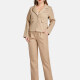 Women's Formal Lapel Long Sleeve One Button Plain Crop Suit Jackets 2-piece Set Brown Clothing Wholesale Market -LIUHUA