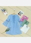 Wholesale Women's Casual Lace Up Crew Neck Blouse Trumpet Sleeve Cutout Plain Tunic 007# - Liuhuamall