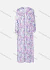Wholesale Women's Casual Floral Print Chiffon Round Neck Long Sleeve Pleated Maxi Dress - Liuhuamall
