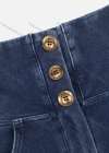 Wholesale Women's Casual Plain High Waist Button Front Patch Pocket Denim Pants - Liuhuamall