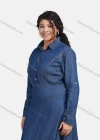 Wholesale Women's Plus Size Casual Layered Button Front Denim Maxi Dress - Liuhuamall
