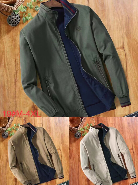 Men's Embroidery Zipper Pockets Plain Bomber Jacket 19#, Clothing Wholesale Market -LIUHUA, Jackets